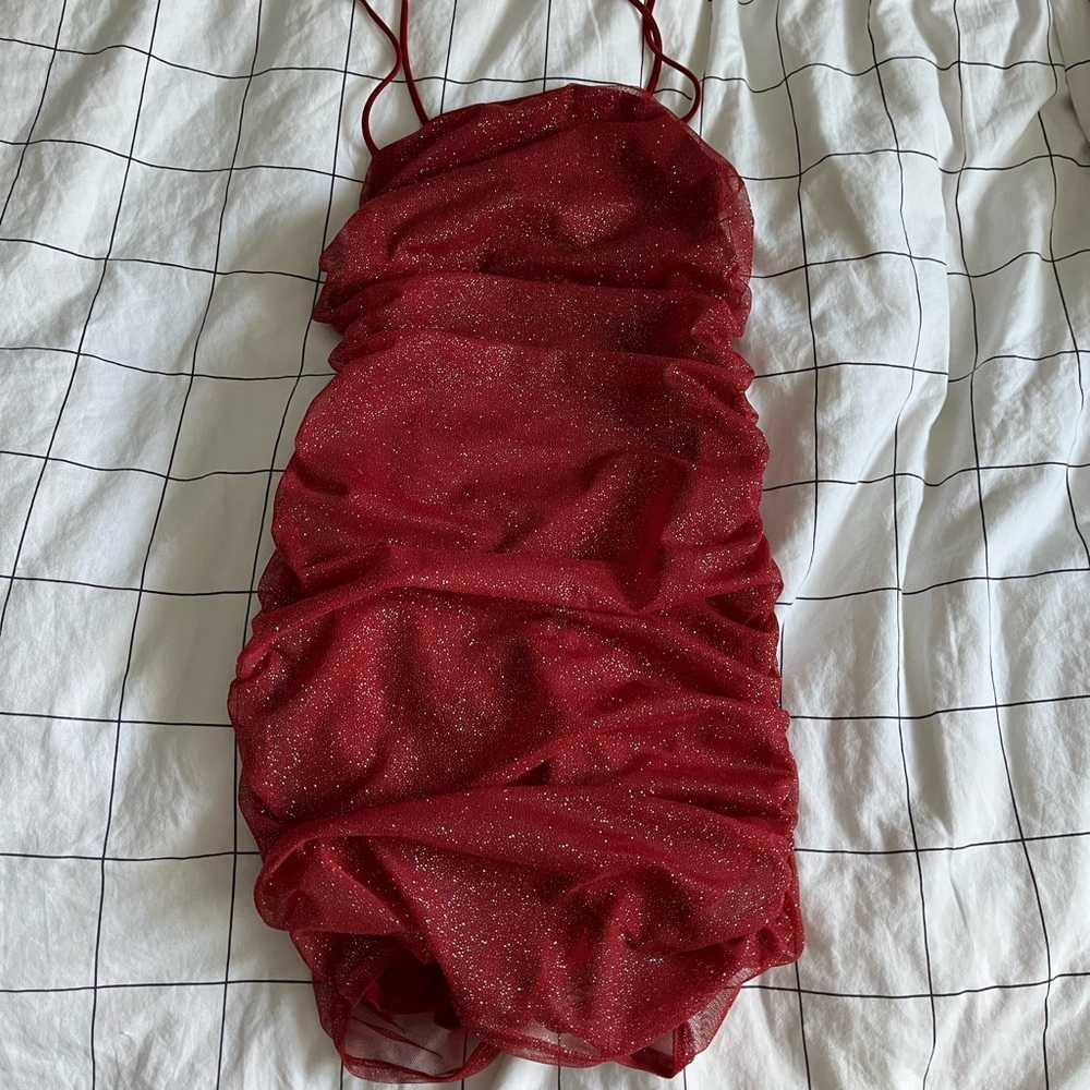 red sparkly windsor dress